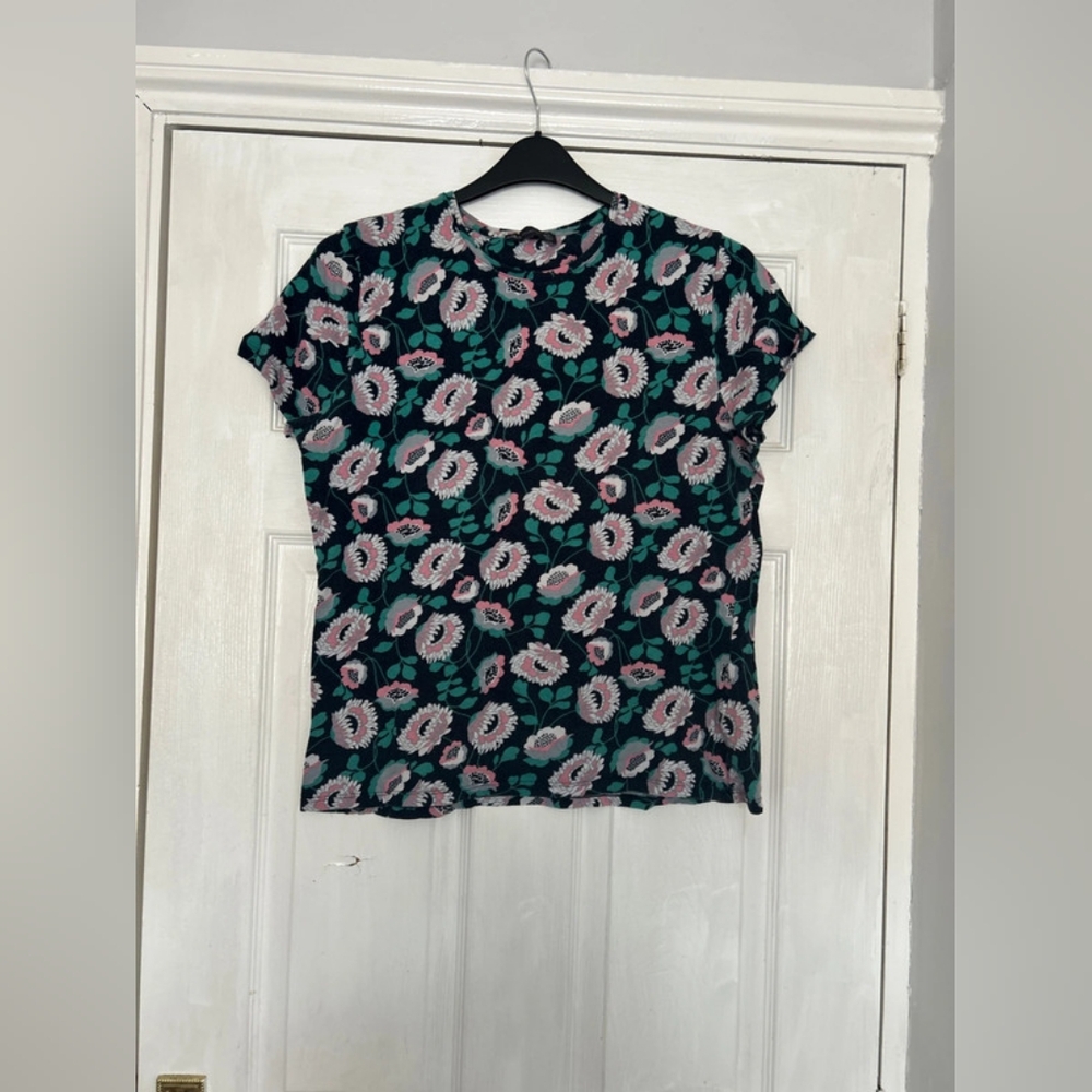 Floral Print Women's Top - Pink and Green